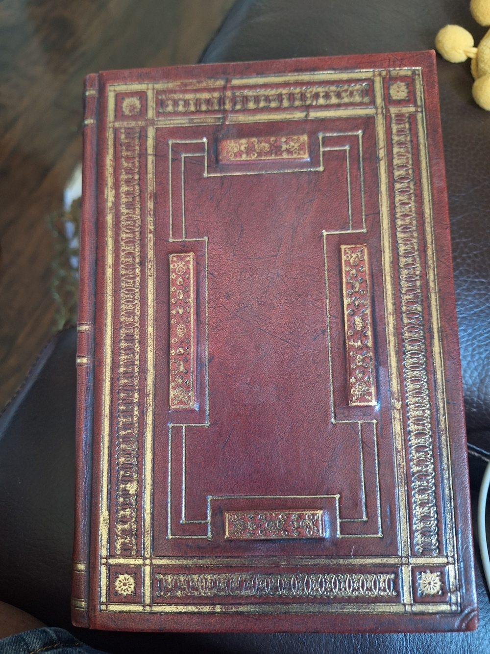 Classic Decorative Leather Journal - Red with Gold Accents